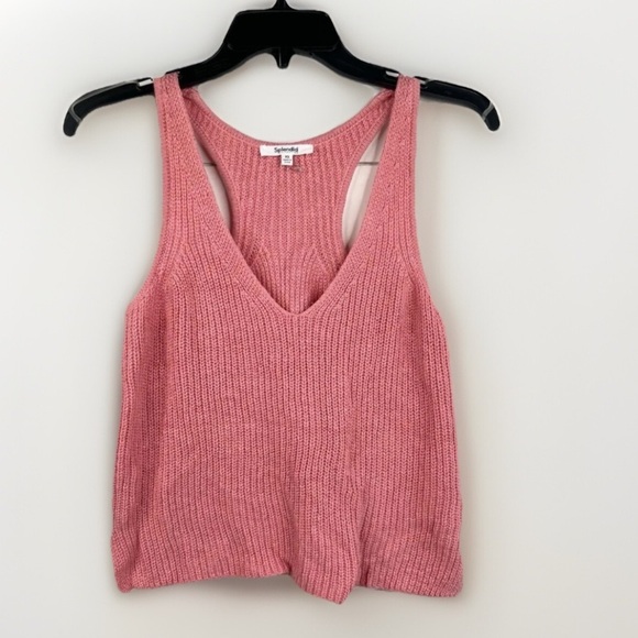 Splendid Deirdre Pink V-neck Racerback Knit Sweater Tank Top Size XS - Picture 1 of 10